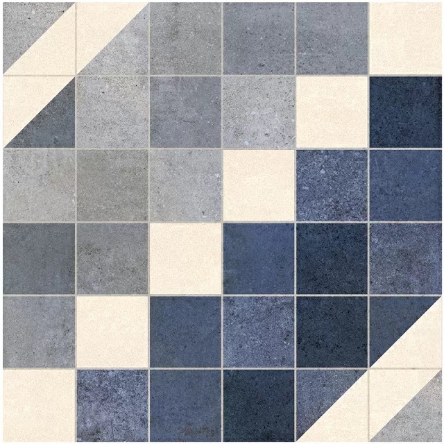 Керамогранит Alborz Ceramic Tifany Rect, цвет белый серый синий, поверхность матовая, квадрат, 300x300