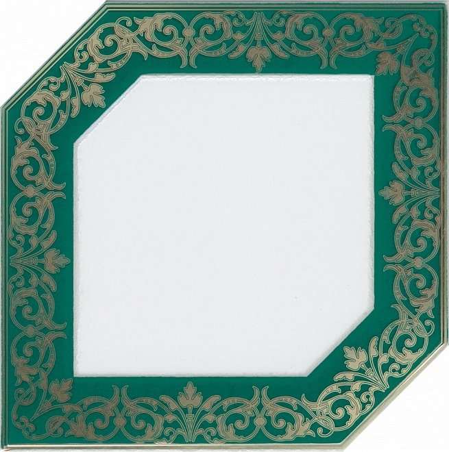 Декоративные элементы Kerama Marazzi Декор Клемансо зеленый HGD\D250\18000, цвет зелёный, поверхность глянцевая, квадрат, 150x150
