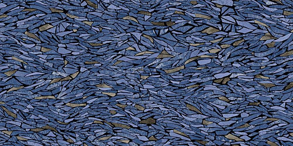 Керамогранит Viva Narciso Frammenti Zaffiro Lapp. Lucido EGSS, цвет синий, поверхность лаппатированная, прямоугольник, 600x1200