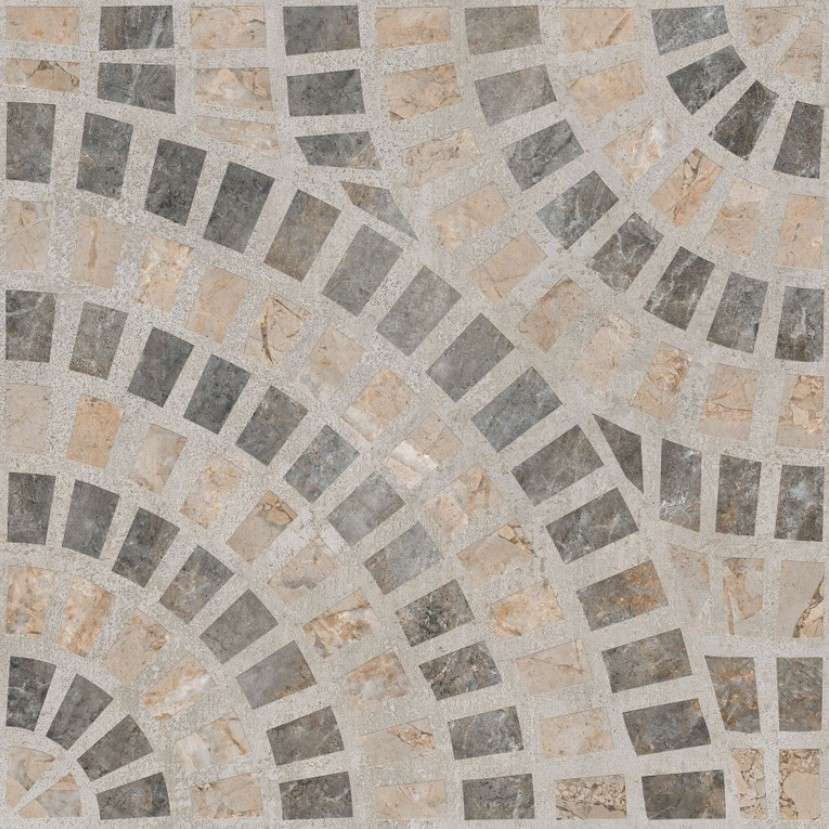 Декоративные элементы Vitra Marble-Beton Декор Круговой Темный K949793LPR01VTE0, цвет серый коричневый, поверхность лаппатированная, квадрат, 600x600