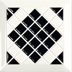 Декоративные элементы Tonalite Diamante Kyoto Nero, цвет чёрно-белый, поверхность глянцевая, квадрат, 150x150