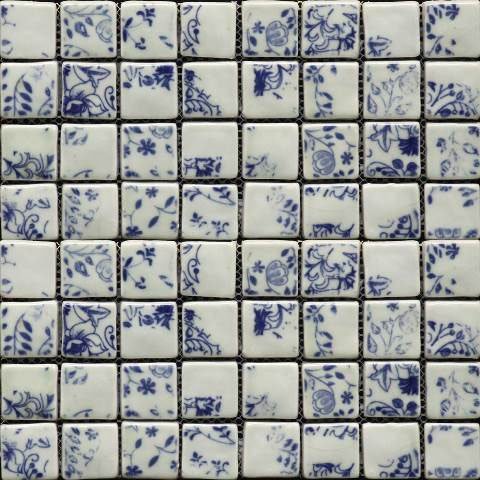 Мозаика Gaudi Hola-5(3), цвет белый голубой, поверхность глазурованная, квадрат, 278x278