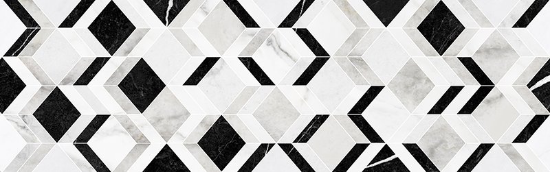 Керамическая плитка Colorker Insignia Sekos White Gloss, цвет чёрно-белый, поверхность глянцевая, прямоугольник, 316x1000