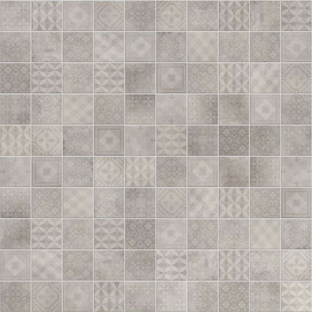 Керамогранит Terratinta Betonsquare White-Grey TTBSQWGMIX, цвет серый, поверхность матовая, квадрат, 100x100
