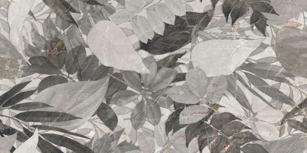 Керамогранит La Fenice Genesis Decoro Flora Cold Rett, цвет серый, поверхность матовая, прямоугольник, 600x1200