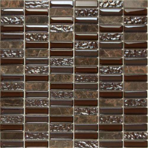 Мозаика NS Mosaic S-803, цвет коричневый, поверхность глянцевая, прямоугольник, 298x305