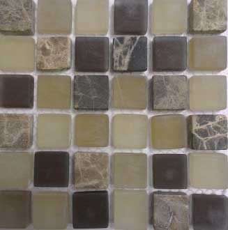 Мозаика Bars Crystal Mosaic Смеси с натуральными камнями SHT 09 (15x15 mm), цвет разноцветный, поверхность глянцевая, квадрат, 300x300