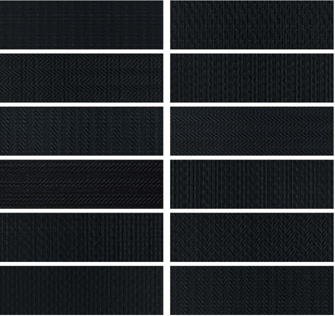 Керамическая плитка Made+39 Brick Text Black BT00200, цвет чёрный, поверхность структурированная, прямоугольник, 90x300
