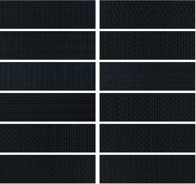 Керамическая плитка Made+39 Brick Text Black BT00200, цвет чёрный, поверхность структурированная, прямоугольник, 90x300