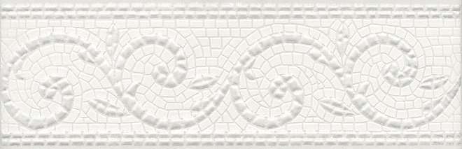 Бордюры Kerama Marazzi Бордюр Борсари орнамент HGD\A127\12103R, цвет белый, поверхность матовая, прямоугольник, 80x250