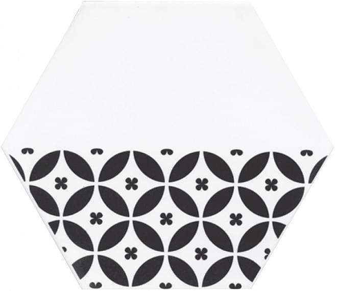 Декоративные элементы Kerama Marazzi Декор Буранелли NT\B208\24001, цвет чёрно-белый, поверхность матовая, шестиугольник, 200x231