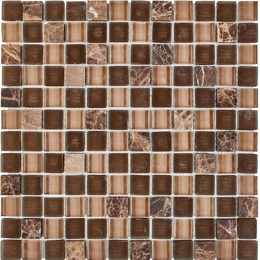 Мозаика Pixel Mosaic PIX723 Мрамор и стекло (23x23 мм), цвет коричневый, поверхность глянцевая, квадрат, 300x300