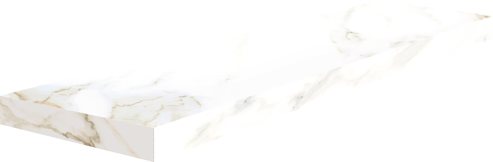 Ступени Cerdomus Calacatta Angolo Sn Grad.C.Retta Puro 66774, цвет белый, поверхность матовая, прямоугольник с капиносом, 330x1200