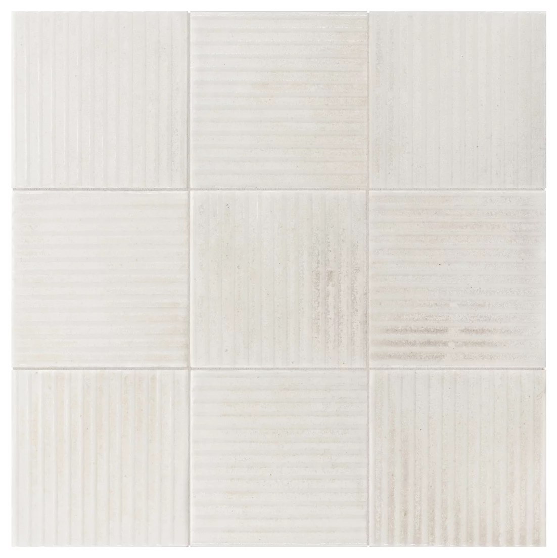 Керамогранит Equipe Raku Line White 30824, цвет белый, поверхность матовая рельефная, квадрат, 100x100