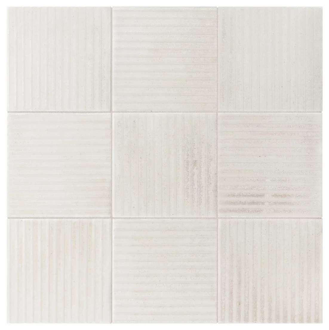 Керамогранит Equipe Raku Line White 30824, цвет белый, поверхность матовая рельефная, квадрат, 100x100