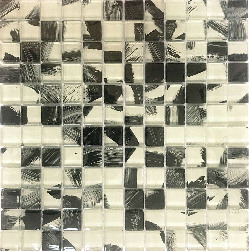 Мозаика Q-Stones QG-009-23/8, цвет чёрно-белый, поверхность глянцевая, квадрат, 305x305