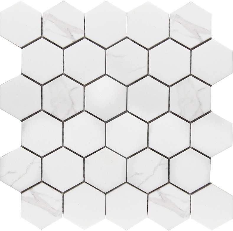 Мозаика Starmosaic Homework Hexagon Small Carrara Matt, цвет белый, поверхность матовая, шестиугольник, 271x282