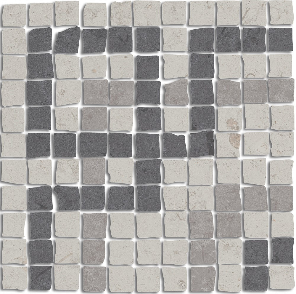 Мозаика Kerama Marazzi Про Лаймстоун Спакко Декор 2 Мозаичный Матовый MBS008, цвет белый серый, поверхность матовая, квадрат, 200x200