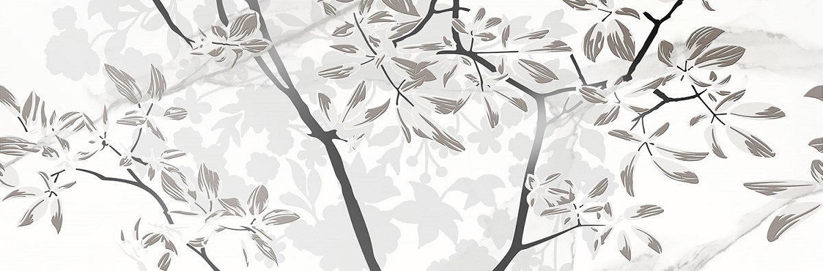 Декоративные элементы Eurotile Amina Decor 677D, цвет белый серый, поверхность глянцевая, прямоугольник, 300x900