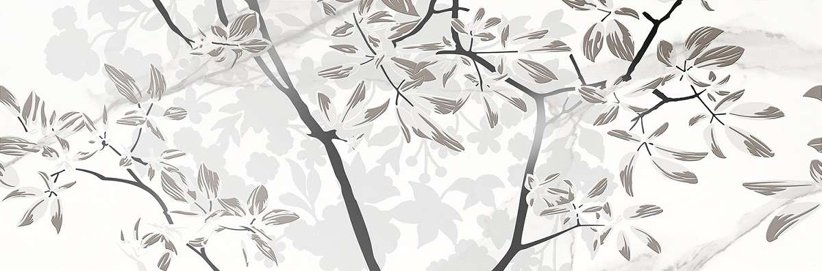 Декоративные элементы Eurotile Amina Decor 677D, цвет белый серый, поверхность глянцевая, прямоугольник, 300x900