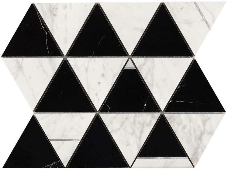 Мозаика Piemme Majestic Arrows Cold Lev 02634, цвет белый серый чёрный, поверхность полированная, прямоугольник, 280x325