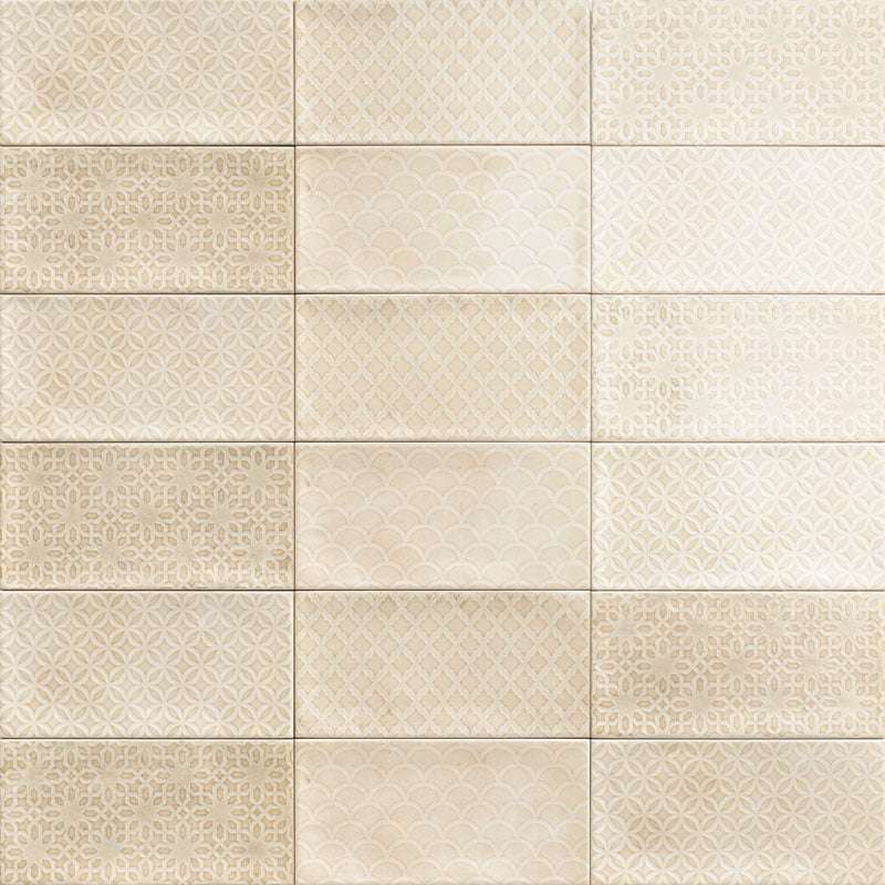 Декоративные элементы Mainzu Camden Decor Bone, цвет бежевый, поверхность глянцевая, прямоугольник, 100x200