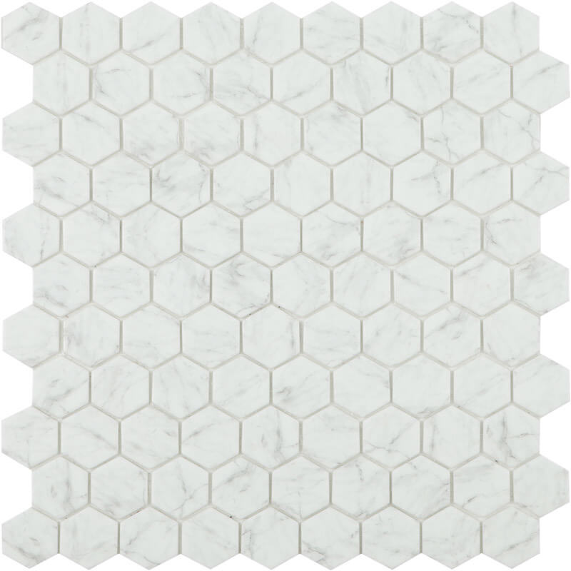Мозаика Vidrepur Hex Marbles № 4300 Antislip, цвет белый, поверхность матовая, прямоугольник, 307x317