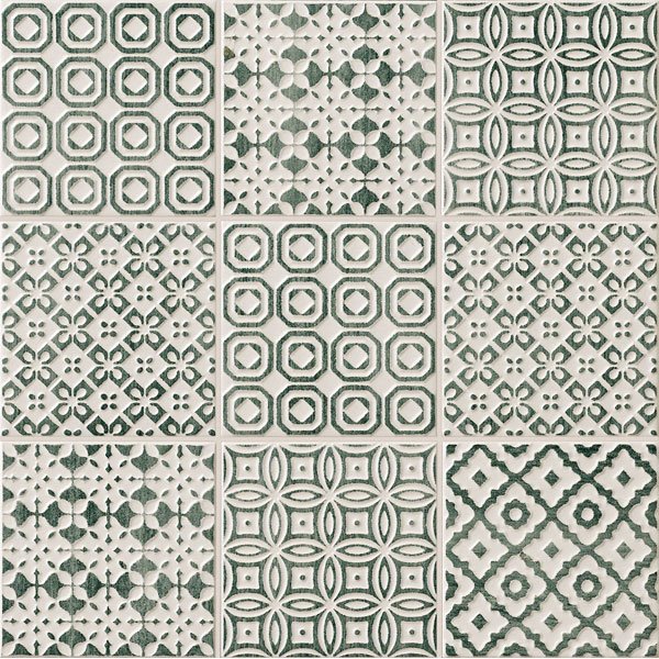 Декоративные элементы Bayker Batik Deco Bosco, цвет зелёный, поверхность структурированная, квадрат, 100x100