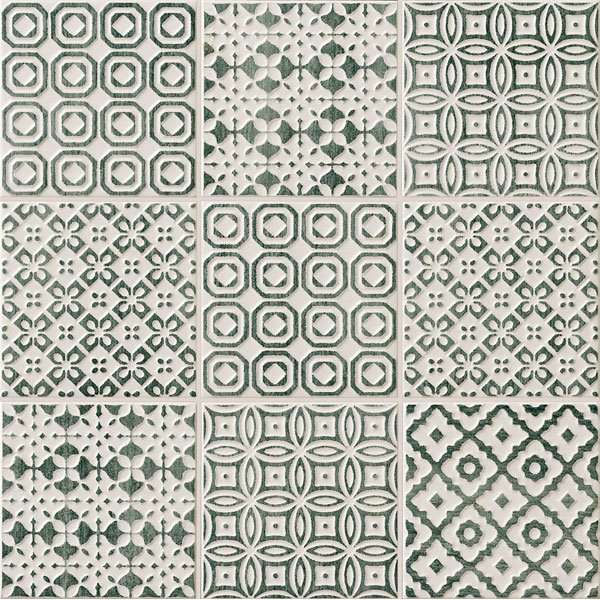Декоративные элементы Bayker Batik Deco Bosco, цвет зелёный, поверхность структурированная, квадрат, 100x100