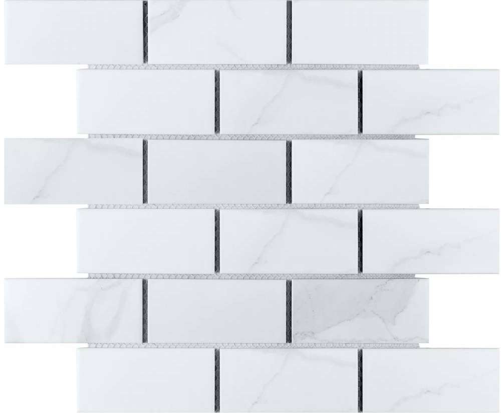 Мозаика Starmosaic Homework Brick Carrara Matt PMB82223, цвет белый, поверхность матовая, кабанчик, 291x295