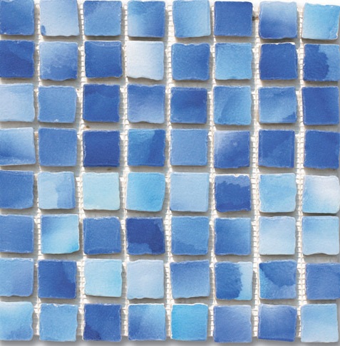 Мозаика Ker-av Frammenti&Riflessi Oltremare su Rete (3,75X3,75) KER-9015, цвет синий, поверхность глянцевая, квадрат, 300x300