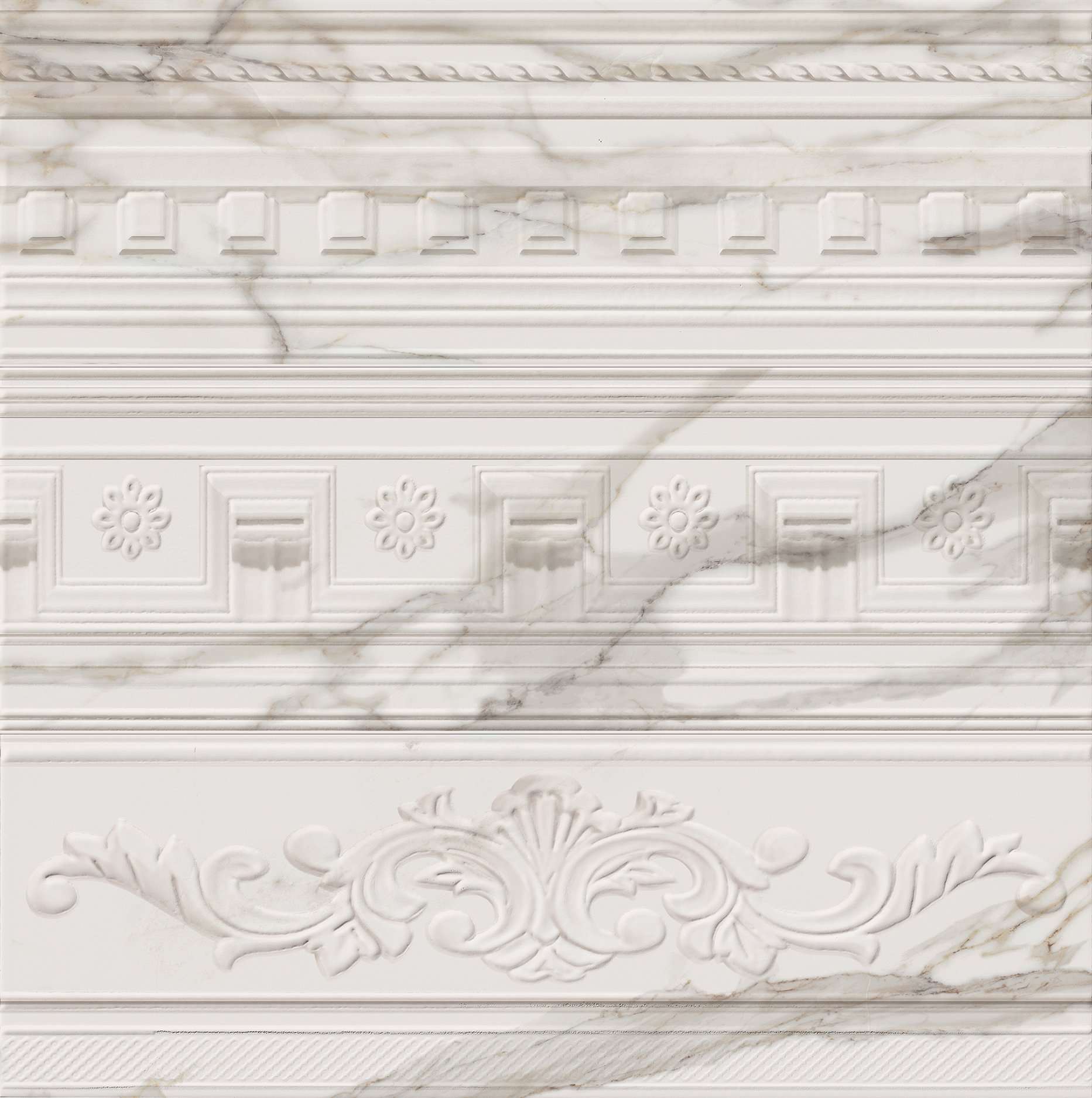 Декоративные элементы Italon Charme Evo Wall Calacatta Inserto Arty 600080000268, цвет белый, поверхность глянцевая, прямоугольник, 250x750