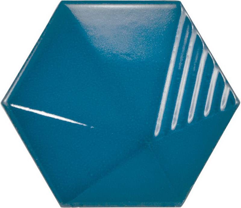 Керамическая плитка Equipe Magical 3 Umbrella Electric Blue 23839, цвет синий, поверхность глянцевая 3d (объёмная), шестиугольник, 107x124