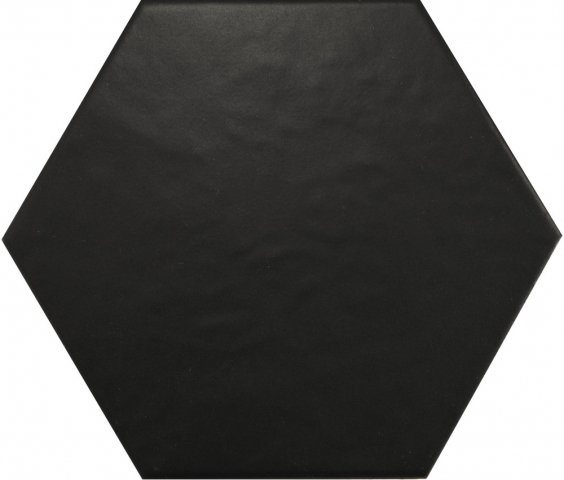 Керамогранит Equipe Hexatile Negro Mate 20338, цвет чёрный, поверхность матовая, шестиугольник, 175x200