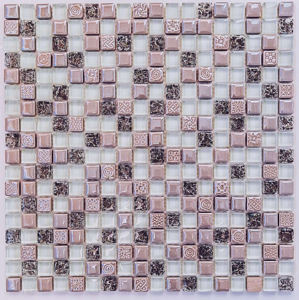 Мозаика Bonaparte Bonaparte Plaza, цвет розовый, поверхность глянцевая, квадрат, 300x300