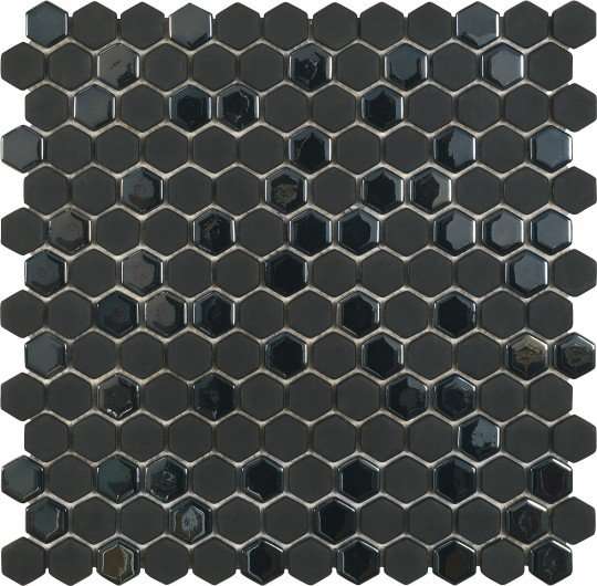 Мозаика Dune Contract Mosaics Hip Hop-DK 187207, цвет чёрный, поверхность глянцевая матовая, шестиугольник, 297x301
