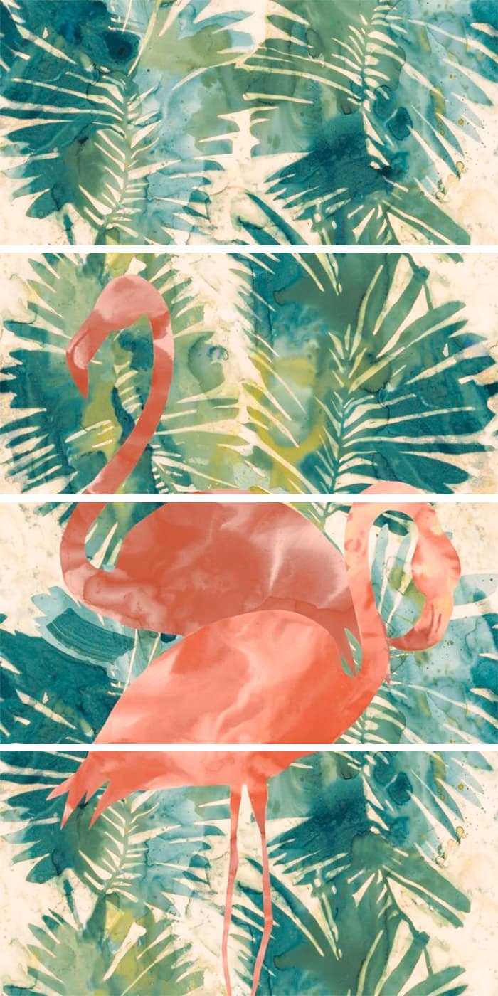 Панно ABK W&S Cp4 Tropical Flamingo PF60001843, цвет оранжевый зелёный, поверхность матовая, прямоугольник, 1200x2400