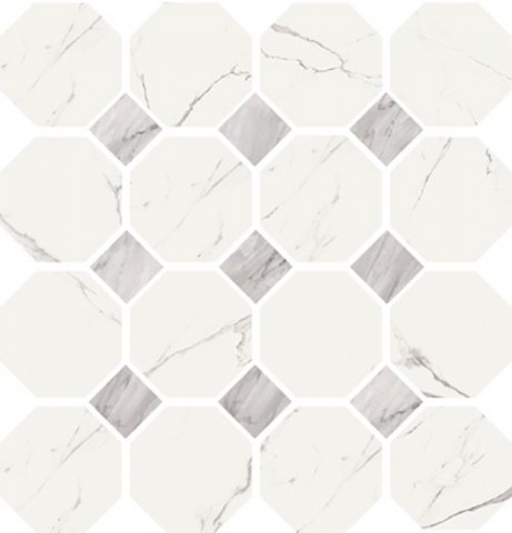 Мозаика Vallelunga Statuario Ottagona 6000396, цвет белый, поверхность лаппатированная, квадрат, 300x300
