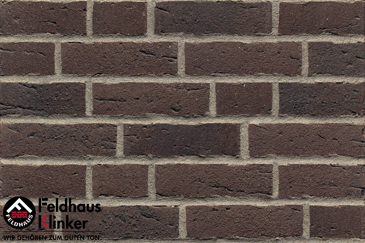 Клинкер Feldhaus Klinker Sintra Geo R697WDF14, цвет чёрный, поверхность матовая, под кирпич, 65x215