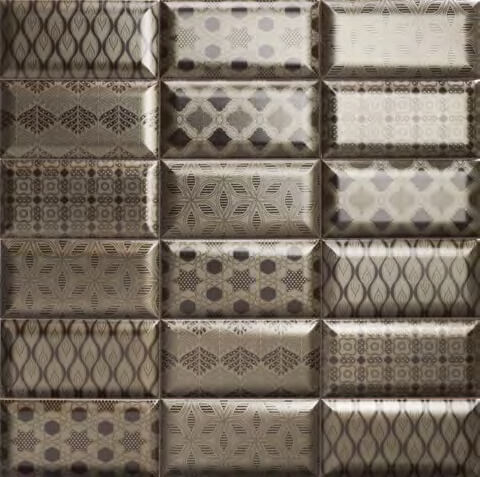 Керамическая плитка Mainzu Luxor Metal, цвет коричневый, поверхность глянцевая, кабанчик, 100x200