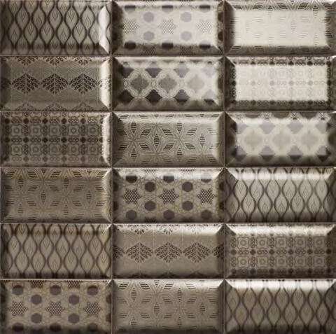 Керамическая плитка Mainzu Luxor Metal, цвет коричневый, поверхность глянцевая, кабанчик, 100x200