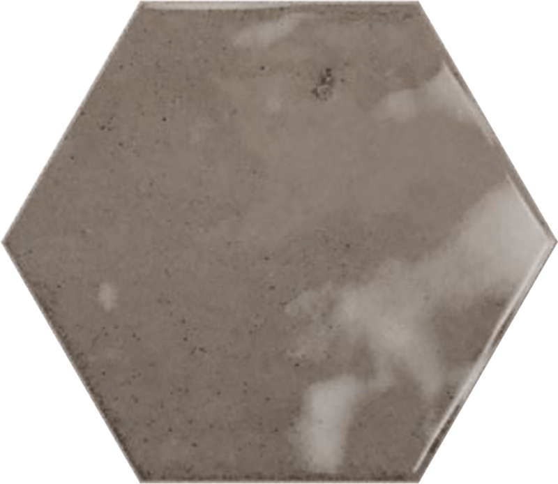 Керамическая плитка Ribesalbes Hex Espresso Glossy, цвет серый, поверхность глянцевая, шестиугольник, 150x173