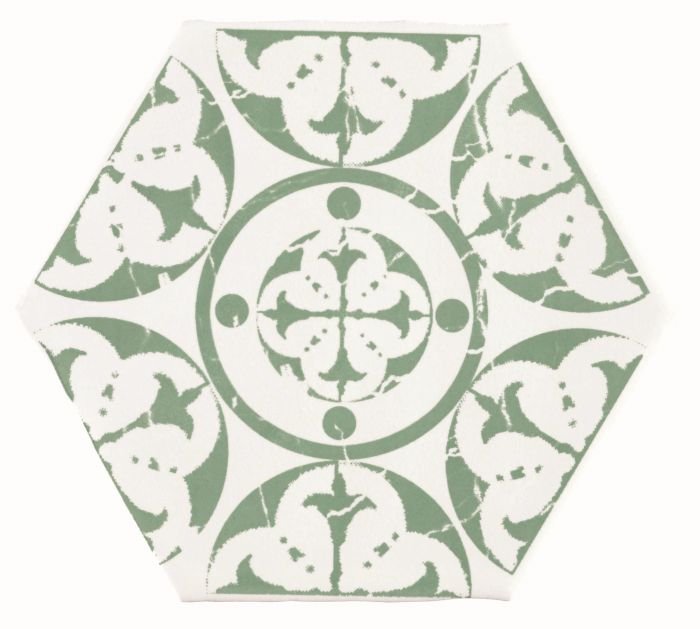 Декоративные элементы Cevica Marakech Agadir Verde Hexagon, цвет зелёный, поверхность матовая, шестиугольник, 150x150