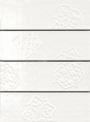 Декоративные элементы Ragno Dec Mix 4 White R4GP, цвет белый, поверхность глянцевая, прямоугольник, 100x300