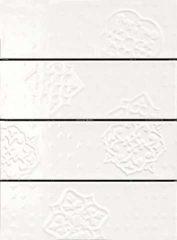 Декоративные элементы Ragno Dec Mix 4 White R4GP, цвет белый, поверхность глянцевая, прямоугольник, 100x300