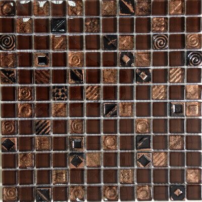 Мозаика Bars Crystal Mosaic Glass Decor Colombia (23x23 mm), цвет коричневый, поверхность глянцевая, квадрат, 300x300