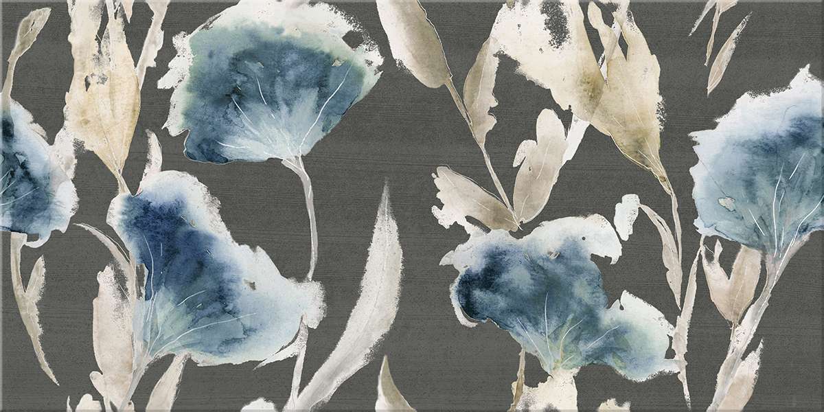 Декоративные элементы Azori Aura Grafite Floris Decor, цвет серый голубой, поверхность глянцевая, прямоугольник, 315x630