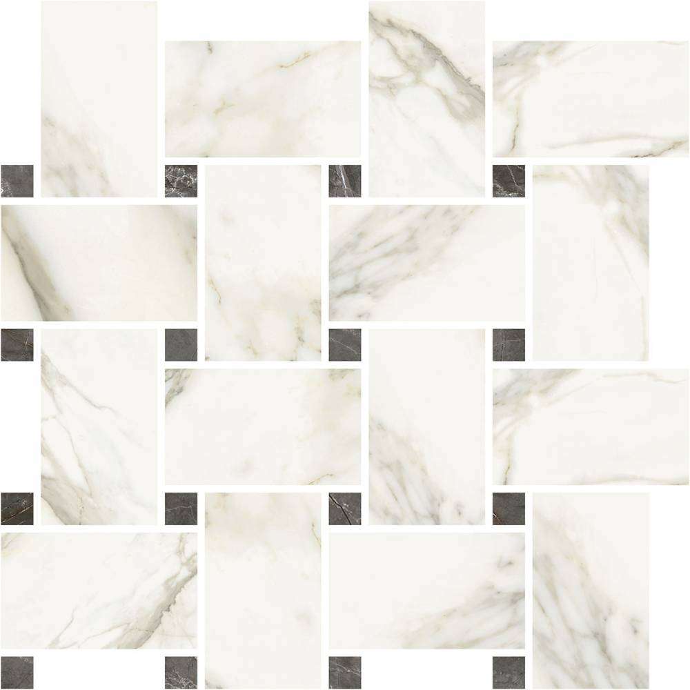 Мозаика Ricchetti Marble Boutique Mosaico Chesterfield Calacatta White Lux, цвет бежевый, поверхность глянцевая, прямоугольник, 305x317