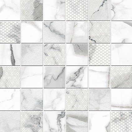 Мозаика Керлайф Arabescato Decor Mosaic Bianco, цвет белый, поверхность полированная, квадрат, 300x300