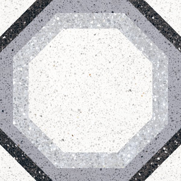 Керамогранит Marca Corona Forme Ottagono F. D471, цвет чёрно-белый, поверхность матовая, квадрат, 200x200